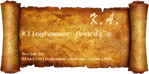 Klinghammer András névjegykártya