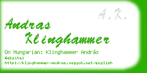 andras klinghammer business card